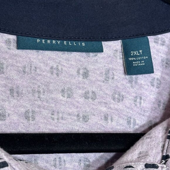 Perry Ellis Mens 2XLT Polo Shirt Lavender/Black Dot Pattern Short Sleeve - Picture 10 of 11